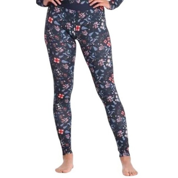 Kari Traa Womens M Fryd Navy Floral Base Layer Pants - Picture 1 of 12